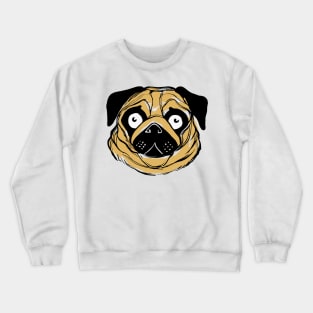 Face of a pug dog ink illustration Crewneck Sweatshirt